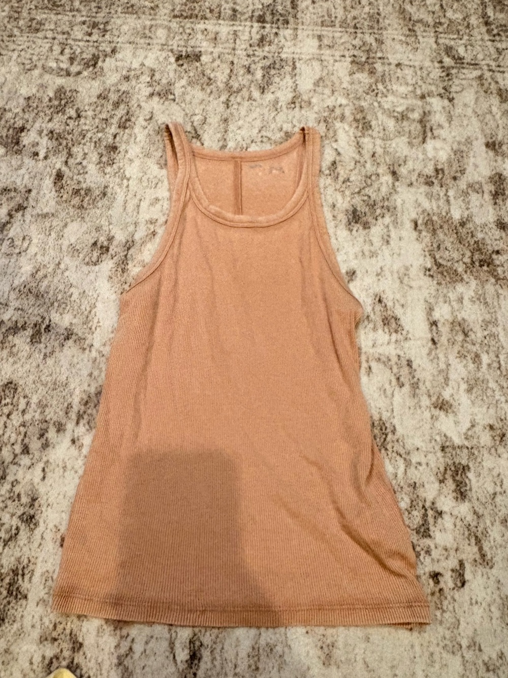 aerie Ribbed Scoop Tank in Dusty Peach